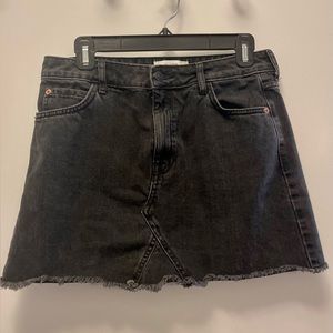 Mango black stone washed denim mini skirt XS